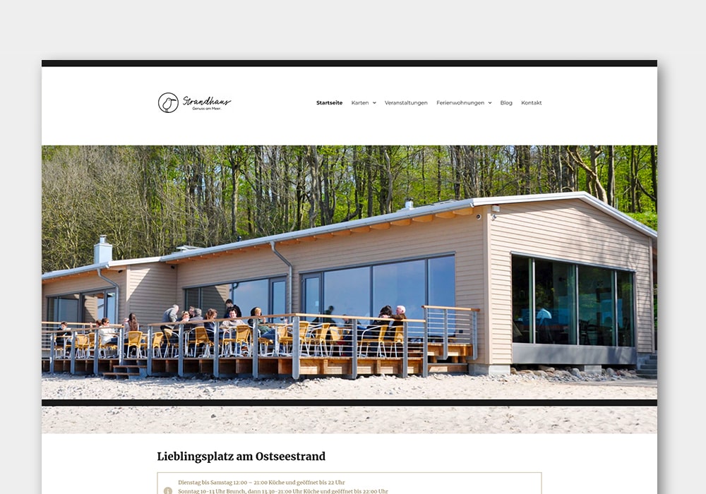 Grafikdesign Portfolio Wordpress Webseite Strandhaus Schwedeneck